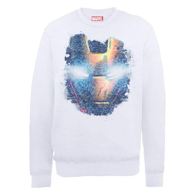 Marvel Avengers Assemble Iron Man Distressed Head Sweatshirt - White - XL on Productcaster.