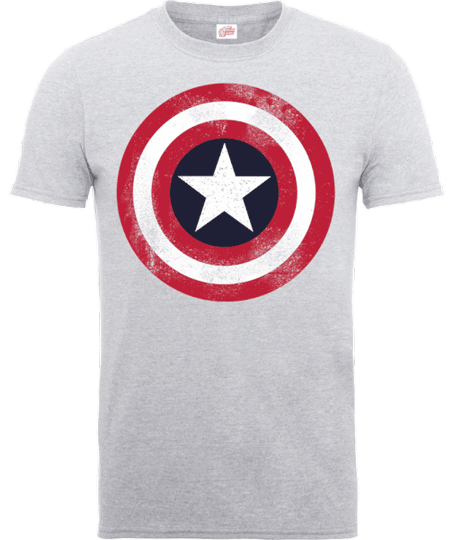 Marvel Avengers Assemble Captain America Distressed Shield T-Shirt - Grau - L on Productcaster.