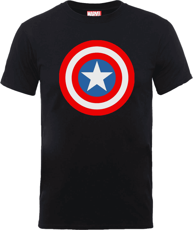 Marvel Avengers Assemble Captain America Simple Shield T-Shirt - Schwarz - L on Productcaster.