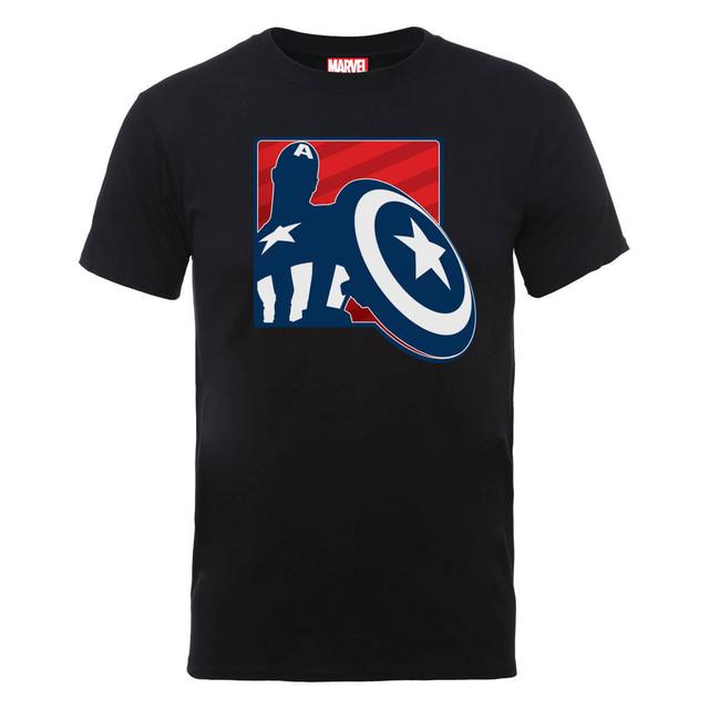 Marvel Avengers Assemble Captain America Outline Badge T-Shirt - Schwarz - XXL on Productcaster.