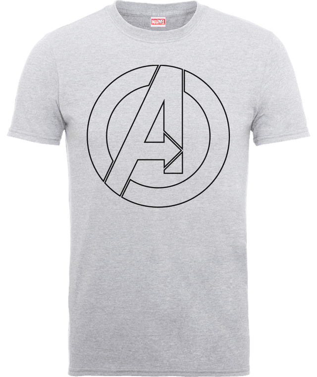 Marvel Avengers Assemble Captain America Outline Logo T-Shirt - Grau - M on Productcaster.