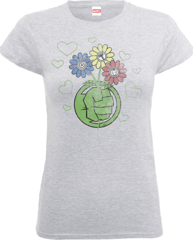 Marvel Avengers Hulk Flower Fist Women's T-Shirt - Grey - M on Productcaster.