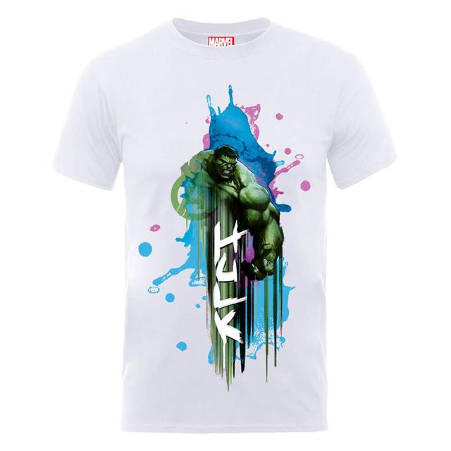 Marvel Avengers Assemble Hulk Art Burst T-Shirt - White - M on Productcaster.