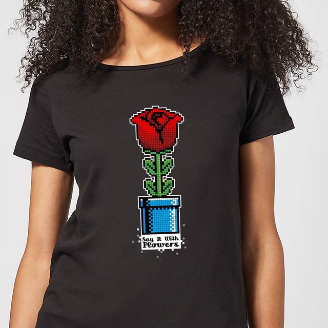 Say It With Flowers Women's T-Shirt - Black - S - Schwarz on Productcaster.