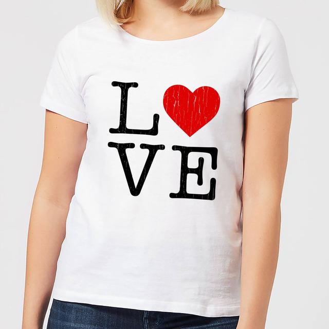 Love Heart Textured Women's T-Shirt - White - XL - Weiß on Productcaster.