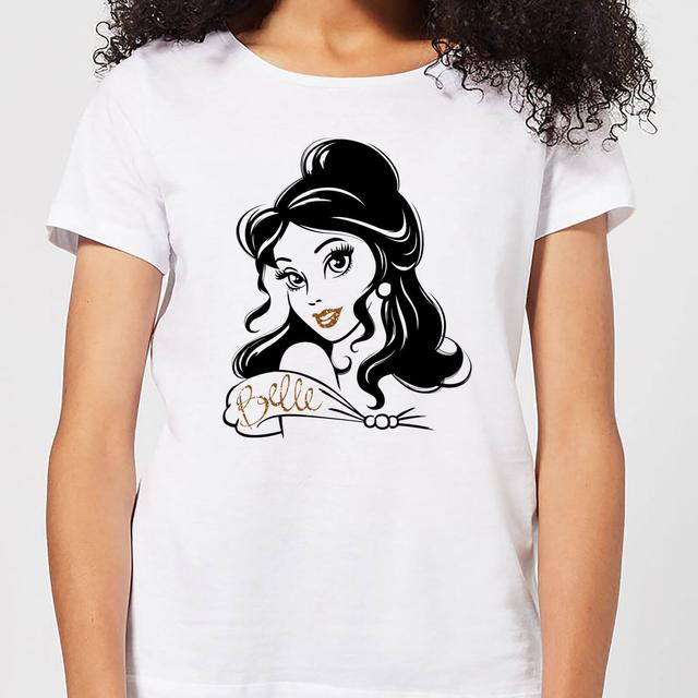 T-Shirt Femme Princesse Belle avec Brillants - La Belle et la Bête (Disney) - Blanc - L on Productcaster.