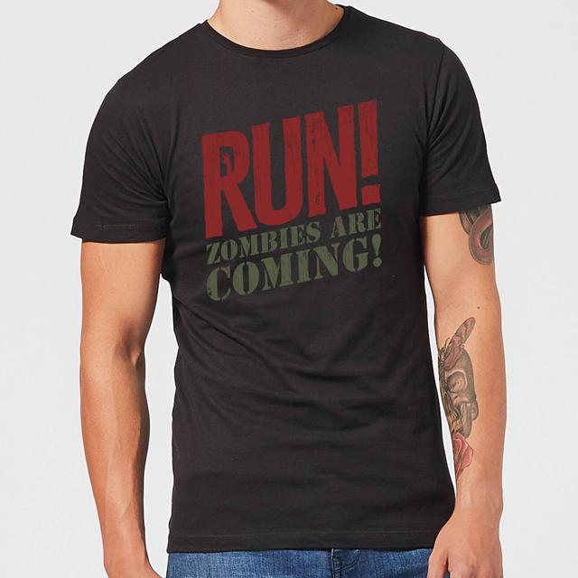 RUN! Zombies Are Coming! T-Shirt - Black - L - Schwarz on Productcaster.