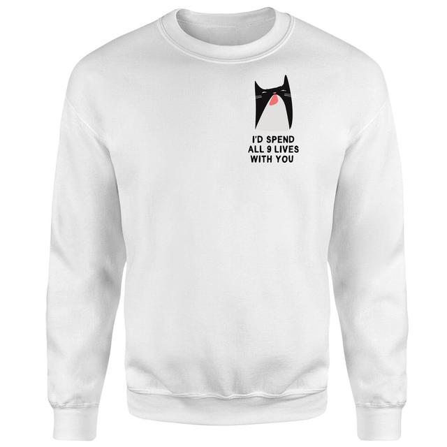 I'd Spend All 9 Lives With You Sweatshirt - White - M - White on Productcaster.