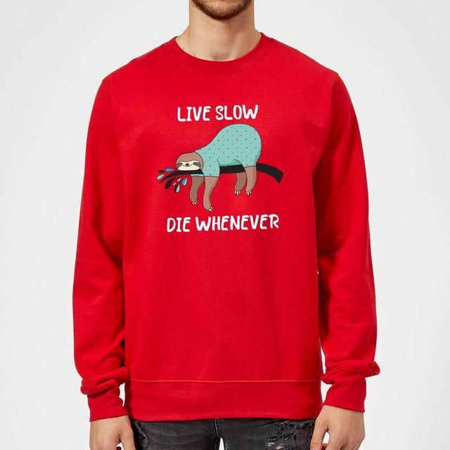 Live Slow Die WHenever Sweatshirt - Red - XXL - Red on Productcaster.