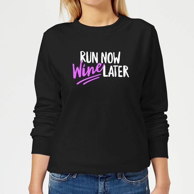 Run Now WIne Later Women's Sweatshirt - Black - XL - Schwarz on Productcaster.