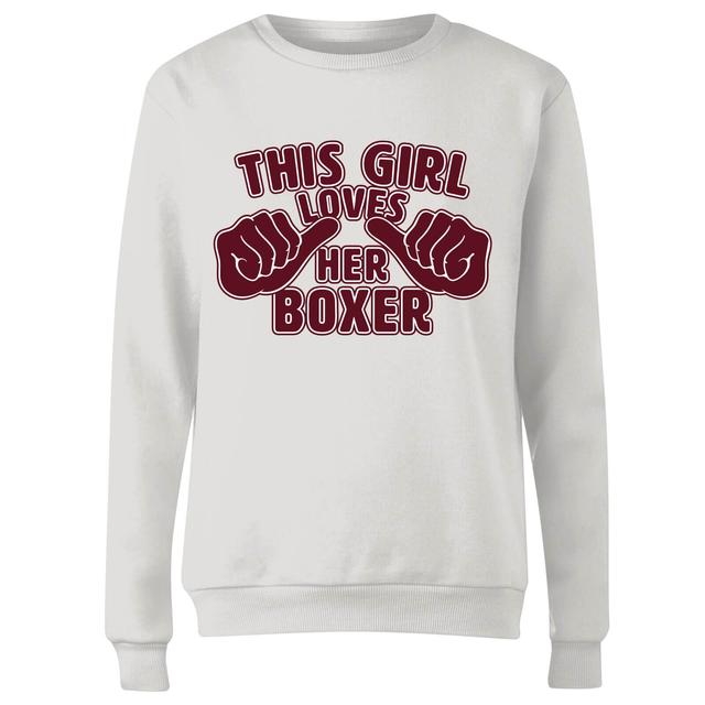 This Girl Loves Her Boxer Women's Sweatshirt - White - XS - Weiß on Productcaster.