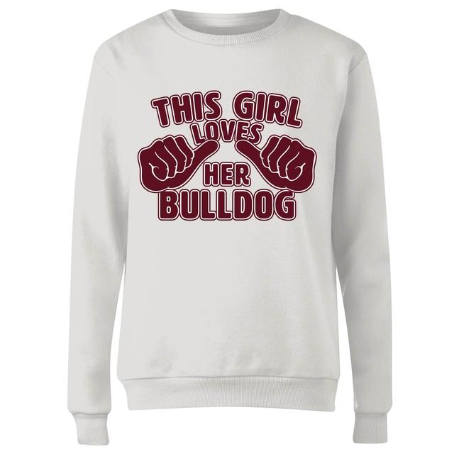 This Girl Loves Her Bulldog Women's Sweatshirt - White - XS - White on Productcaster.