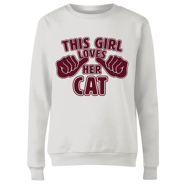 This Girl Loves Her Cat Women's Sweatshirt - White - XS - Weiß on Productcaster.