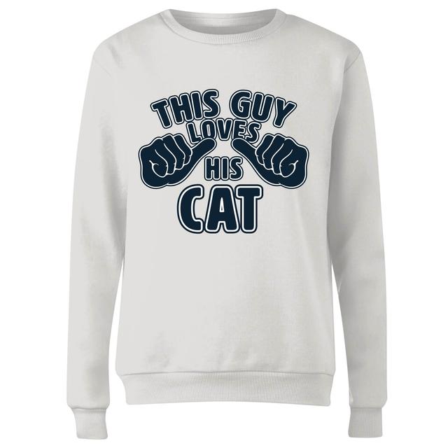 This Guy Loves His Cat Women's Sweatshirt - White - L - Weiß on Productcaster.