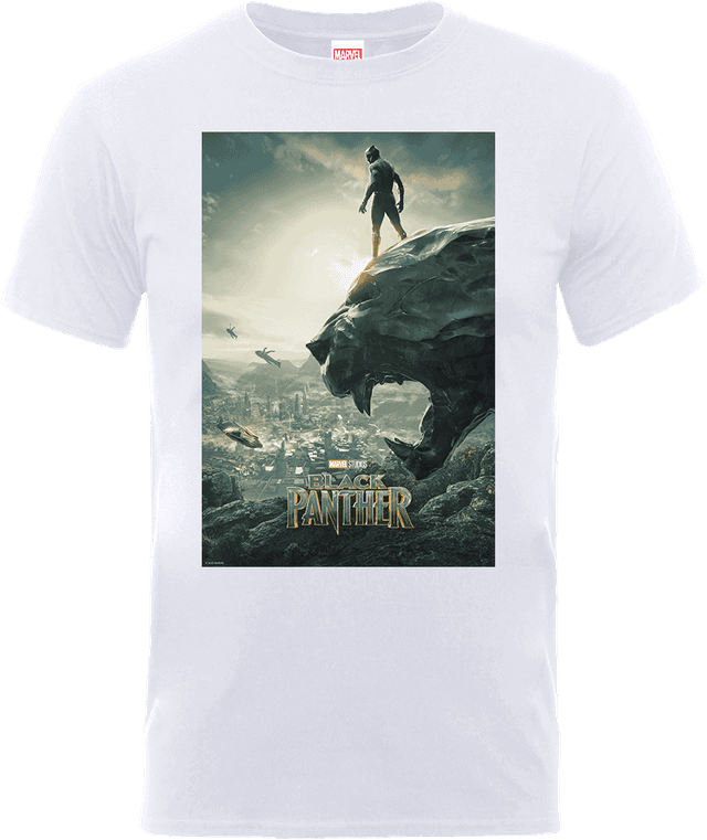 Black Panther Poster T-Shirt - Weiß - L on Productcaster.