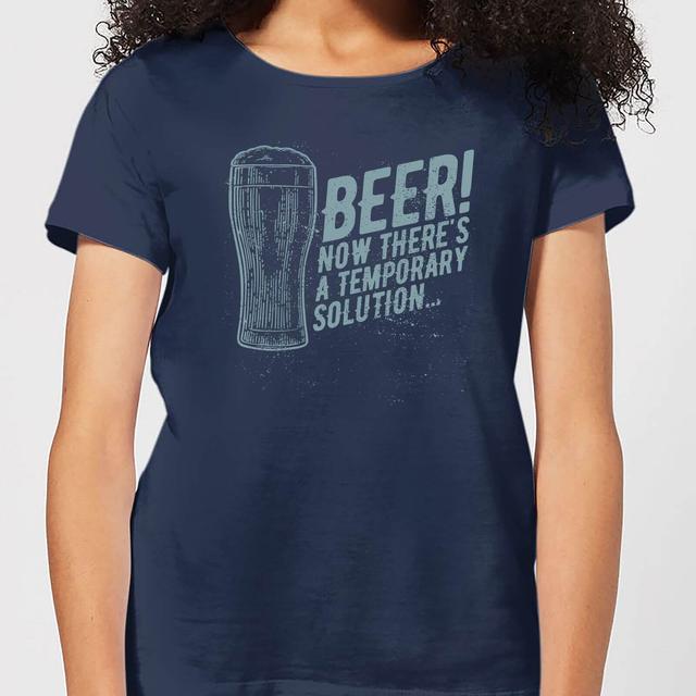 Beershield Beer Temporary Solution Women's T-Shirt - Navy - L - Marineblau on Productcaster.