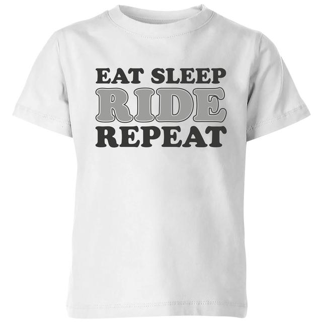 Eat Sleep Ride Repeat Kids' T-Shirt - White - 7-8 Jahre - Weiß on Productcaster.