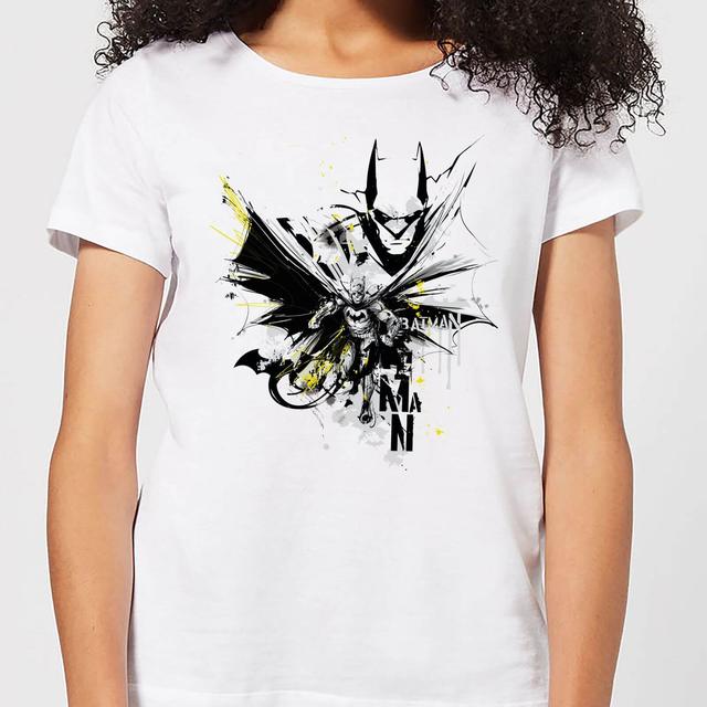 DC Comics Batman Batface Splash Dames T-shirt - Wit - M - Wit on Productcaster.