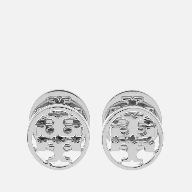 Tory Burch Women's Logo Circle-Stud Earrings - Tory Silver on Productcaster.