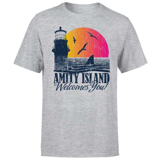 Der Weiße Hai Welcome To Amity Island T-Shirt - Grau - 5XL on Productcaster.