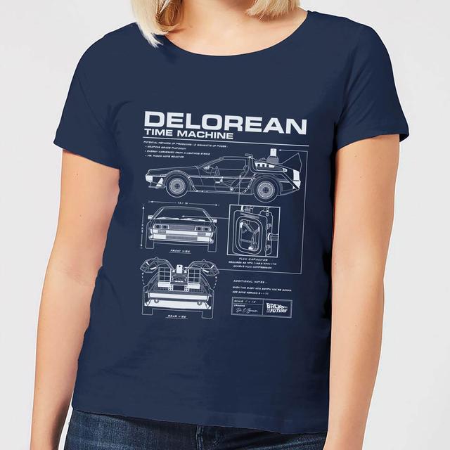 Zurück In Die Zukunft Delorean Schematic Damen T-Shirt - Blau - XXL on Productcaster.