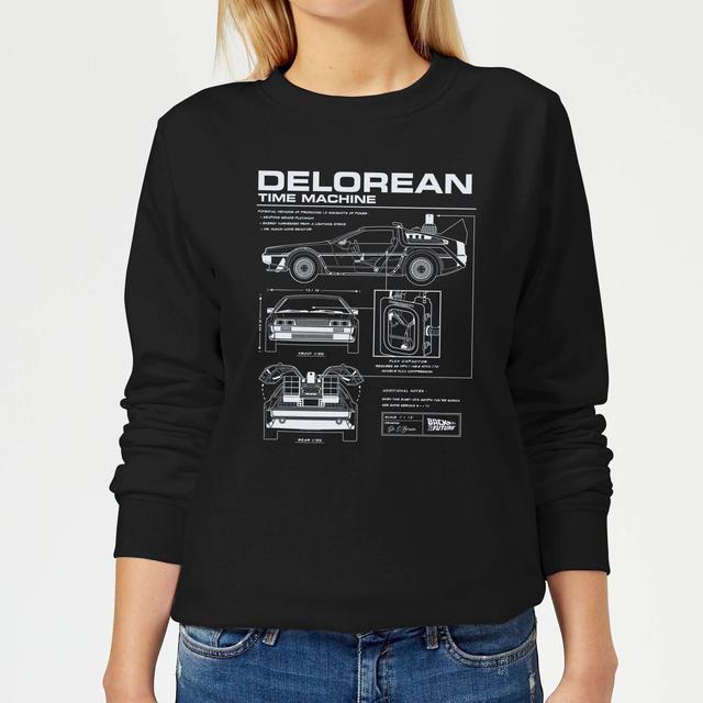 Sweat Retour vers le Futur - Schéma de la DeLorean - Noir on Productcaster.