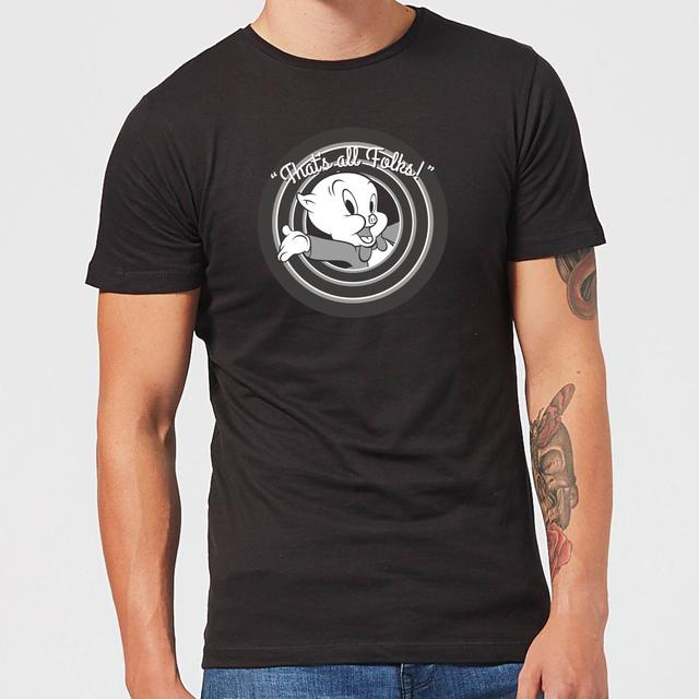 Looney Tunes Camiseta Porky Pig ¡Eso Es Todo Amigos! - Hombre - Negro on Productcaster.