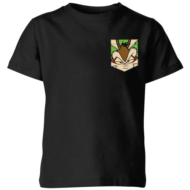 Looney Tunes Wile E Coyote Gesicht Faux Pocket Kinder T-Shirt - Schwarz - 5-6 Jahre on Productcaster.