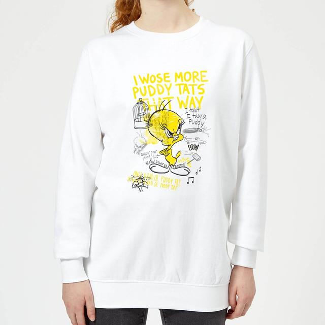 Looney Tunes Tweety Pie More Puddy Tats Women's Sweatshirt - White - XXL on Productcaster.