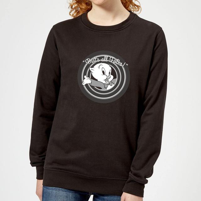 Looney Tunes That's All Folks Schweinchen Dick Damen Pullover - Schwarz - L on Productcaster.