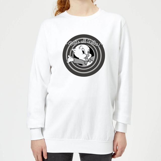 Looney Tunes That's All Folks Schweinchen Dick Damen Pullover - Weiß - XS on Productcaster.