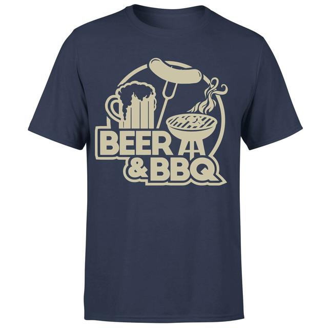 Beer & BBQ Men's T-Shirt - Navy - M on Productcaster.