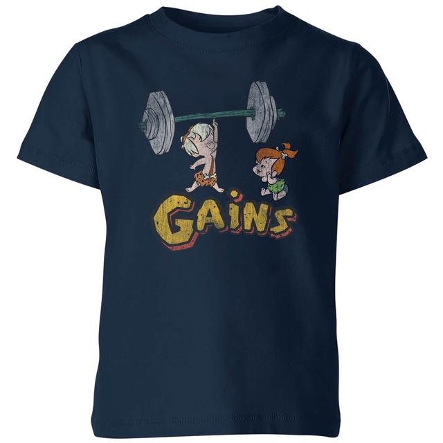 Familie Feuerstein Distressed Bam Bam Gains Kinder T-Shirt - Navy Blau - 3-4 Jahre on Productcaster.