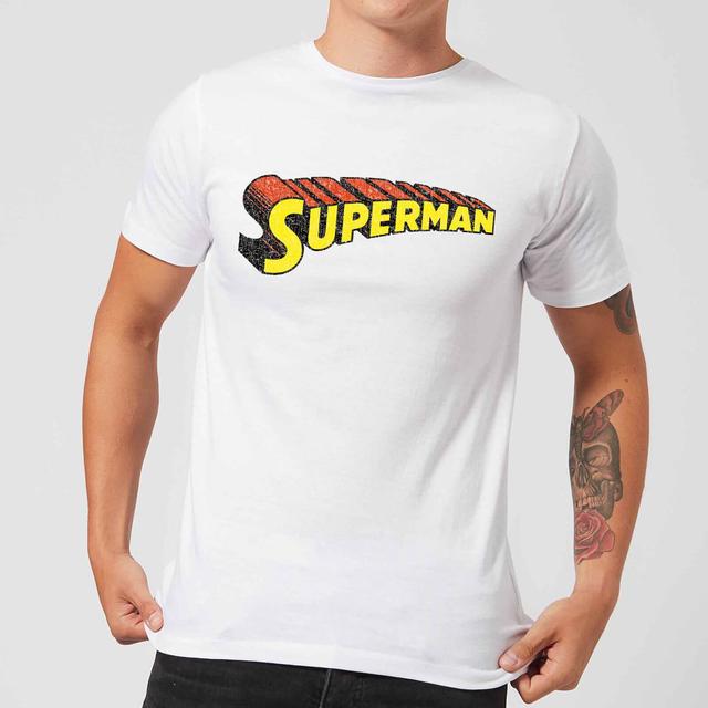 DC Superman Telescopic Crackle Logo Men's T-Shirt - White - L on Productcaster.