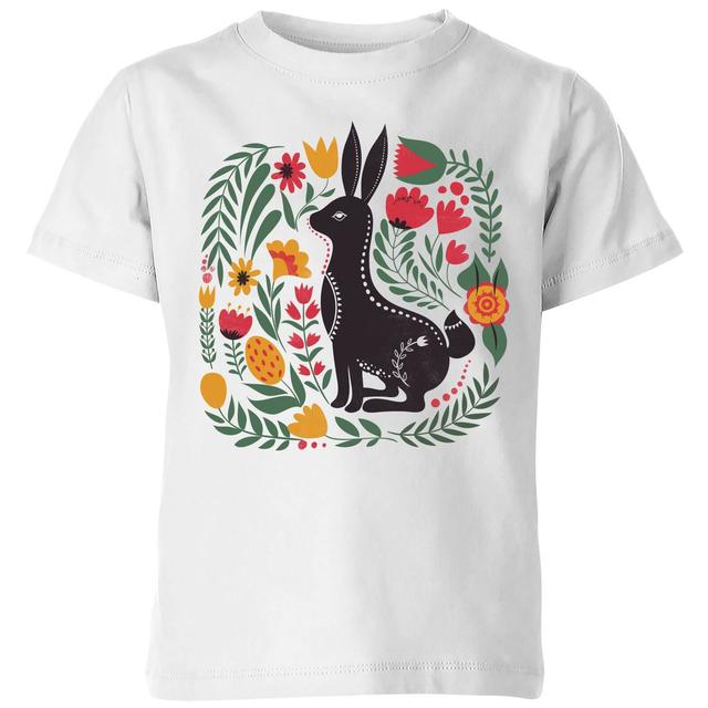 My Little Rascal Scandi Rabbit Pattern Kids' T-Shirt - White - 7-8 Jahre - Weiß on Productcaster.