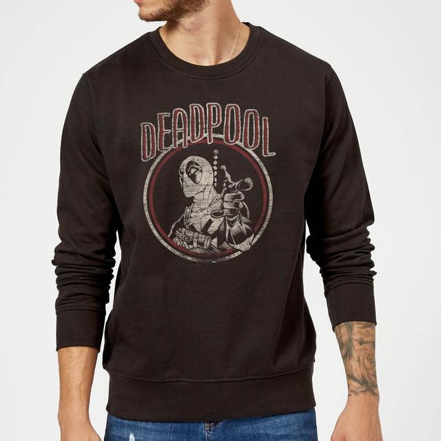 Marvel Deadpool Vintage Circle Sweatshirt - Black - L on Productcaster.