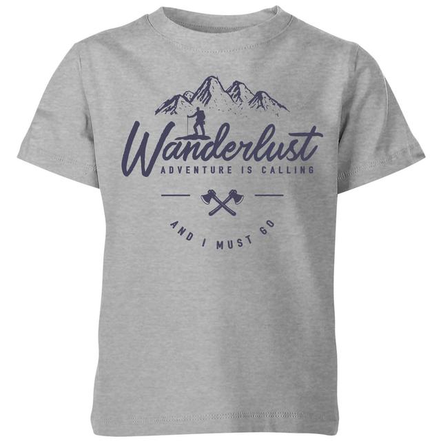 Wanderlust Kids' T-Shirt - Grey - 9-10 Jahre - Grau on Productcaster.