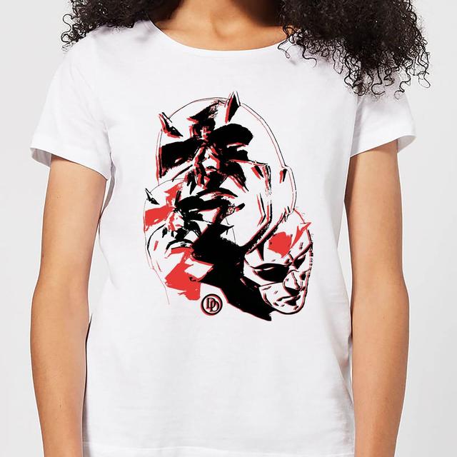 Camiseta Daredevil Layered Faces para mujer de Marvel Knights - Blanco - XXL - Blanco on Productcaster.