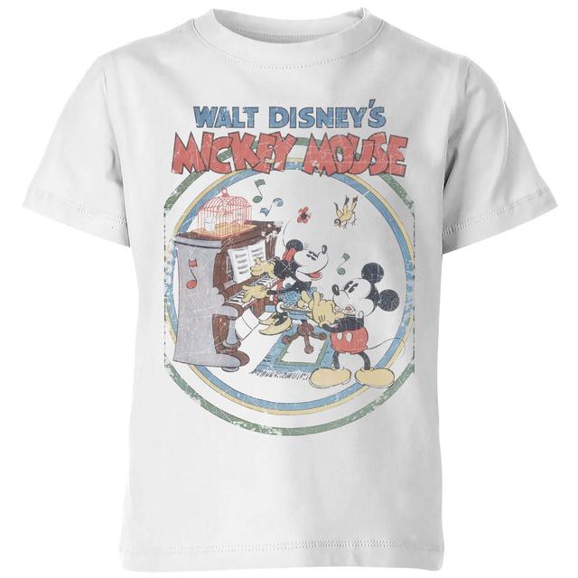 Disney Retro Poster Piano Kinder T-Shirt - Weiß - 7-8 Jahre on Productcaster.