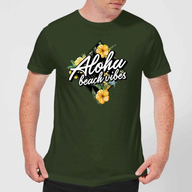 Aloha Beach Vibes Men's T-Shirt - Forest Green - L - Forest Green on Productcaster.