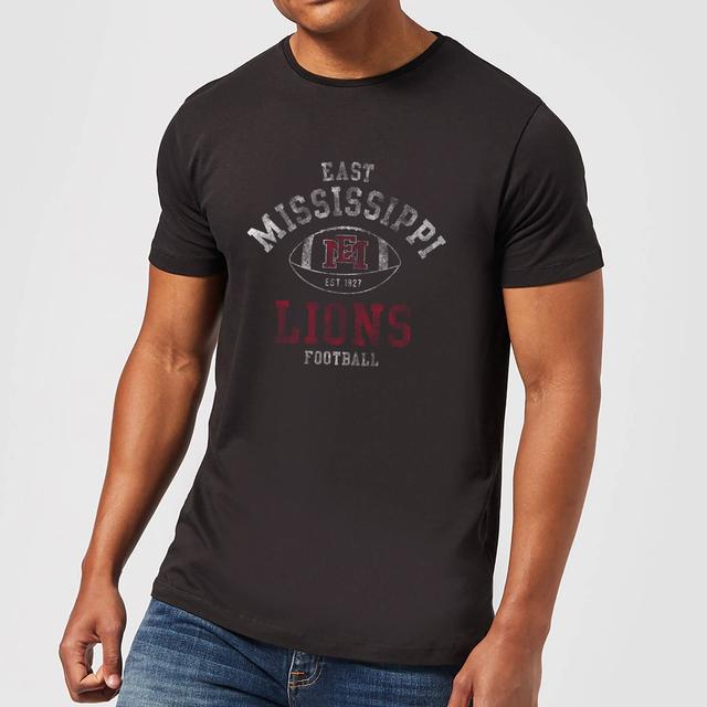 East Mississippi Community College Lions Football Distressed Men's T-Shirt - Black - 5XL on Productcaster.