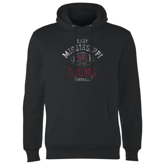 East Mississippi Community College Lions Football Distressed Hoodie - Black - M - Black on Productcaster.