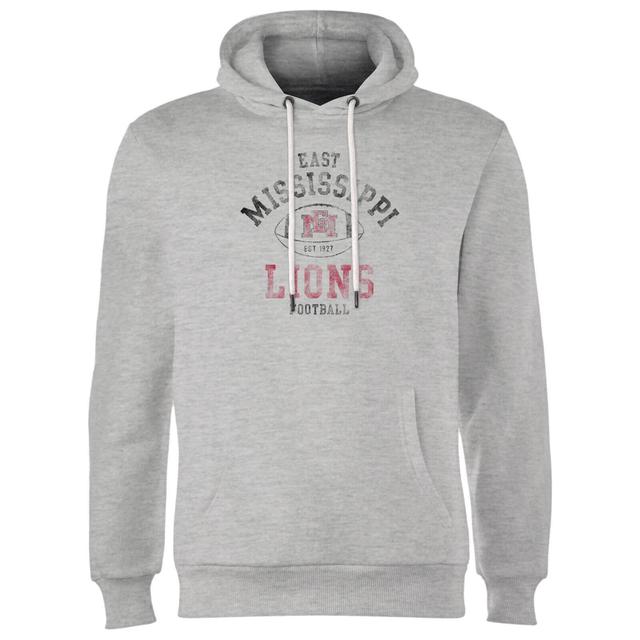 East Mississippi Community College Lions Distressed Football Hoodie - Grey - M on Productcaster.