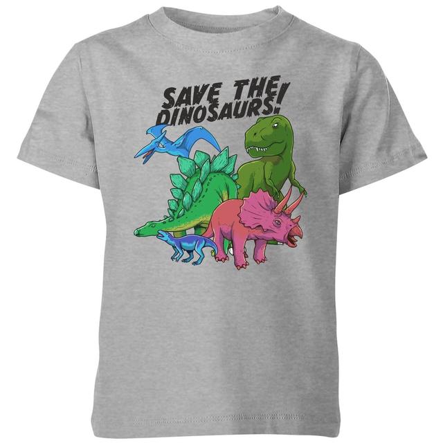 Save The Dinosaurs Kids' T-Shirt - Grey - 11-12 Jahre - Grau on Productcaster.