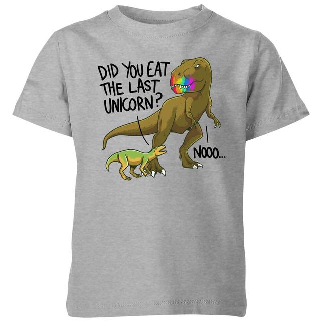 Did You Eat The Last Unicorn? Kids' T-Shirt - Grey - 9-10 Years on Productcaster.