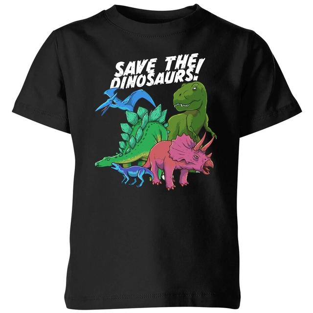 Save The Dinosaurs Kids' T-Shirt - Black - 7-8 Jahre - Schwarz on Productcaster.