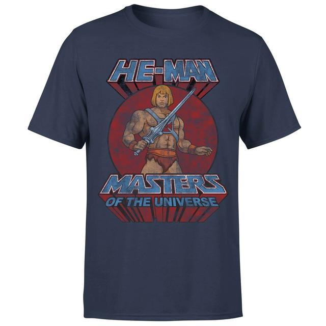 He-Man Distressed Men's T-Shirt - Navy - S on Productcaster.