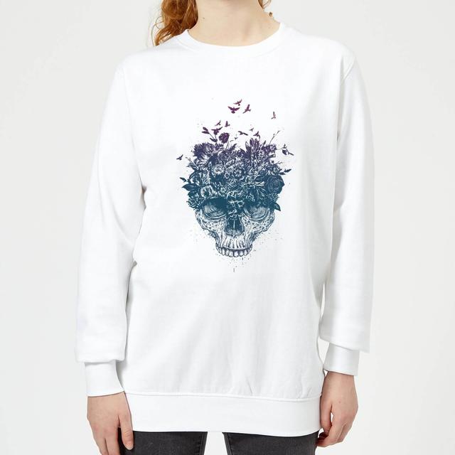 Skulls And Flowers Women's Sweatshirt - White - XXL - Weiß on Productcaster.