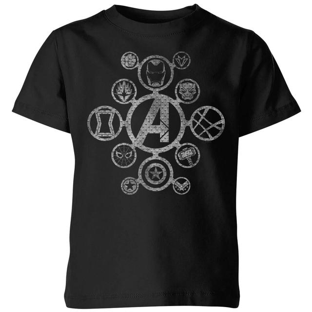 Avengers Distressed Metal Icon Kids T-Shirt - Schwarz - 5-6 Jahre on Productcaster.