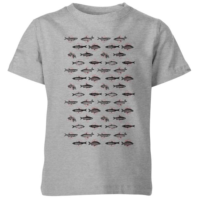 Florent Bodart Fish In Geometric Pattern Kids' T-Shirt - Grey - 9-10 Years on Productcaster.